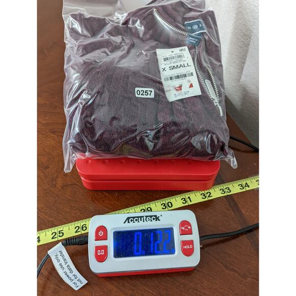 Karen‎ Scott Sweater XS Red Quarter Zip Mock Neck Long Sleeves Ribbed Hem Staple - Picture 8 of 9